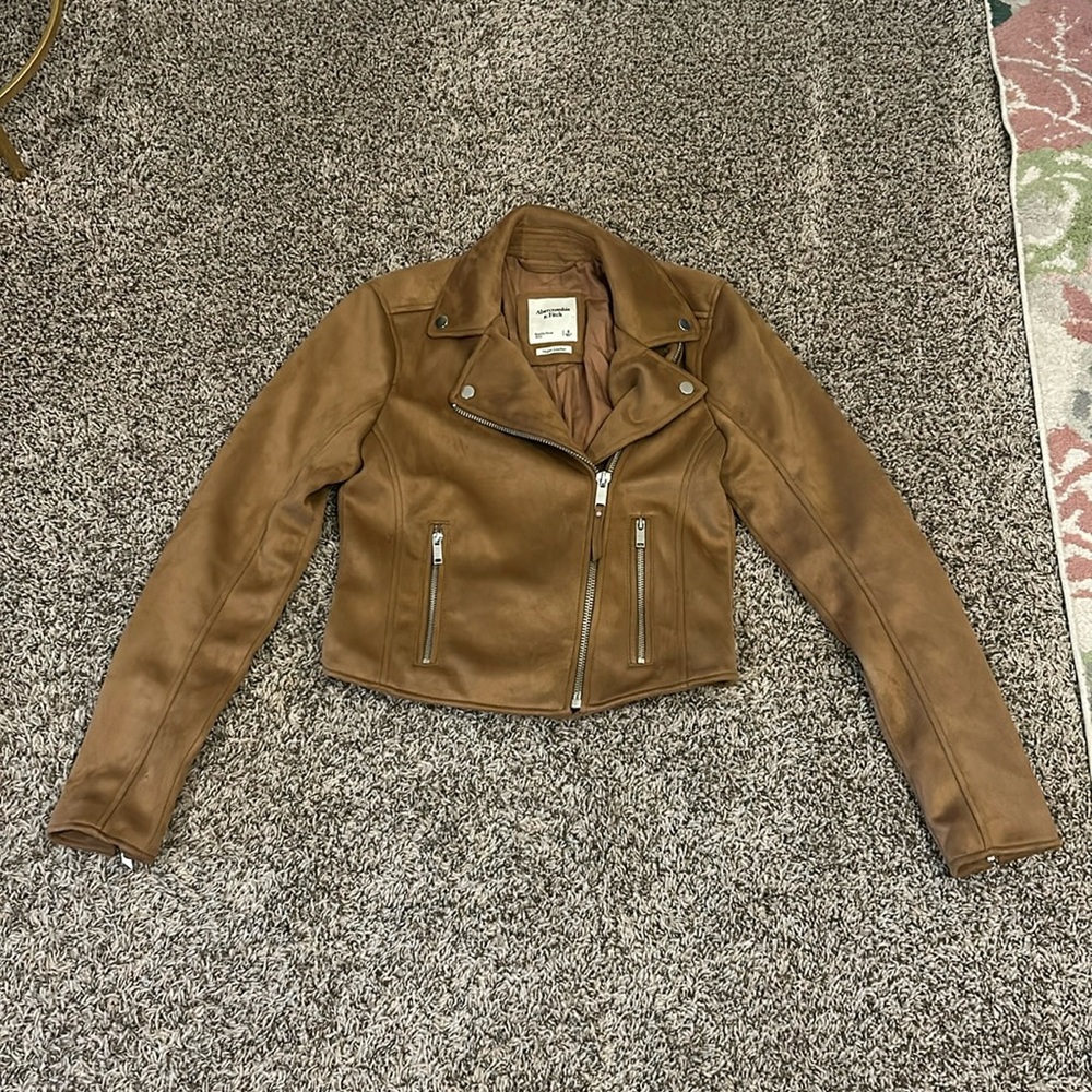 Abercrombie & Fitch Vegan Leather Suede Jacket Women’s Size Small - Picture 2 of 16